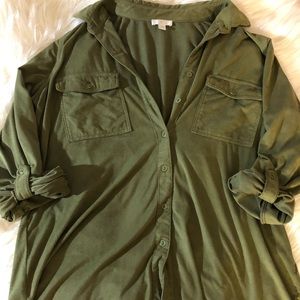 Charming Charlie’s Olive green long sleeve shirt